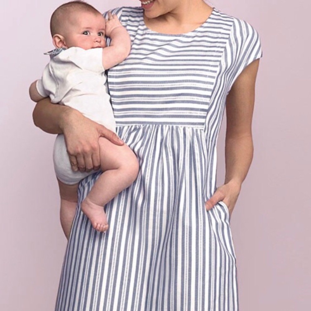 Seraphine cotton striped maternity/nursing dress